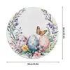 Jogos Americanos de Páscoa Transfronteiriços, Coelhinho Fofo, Ovos Coloridos, Renda de Formato Especial, Jogos Americanos Estampados em Linho, Decoração de Mesa para Sala de Estar