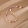 Pulsera de Perlas de Agua Dulce de Forma Irregular Rosa-Morado para Mujer, Elegante y con Estilo, con Cuentas de Cristal Morado y un Collar de Diseño Fluido y Suave