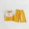 Conjunto de Suéter de Otoño para Niñas 2025 Nuevo Cardigan Chaleco Bufanda Pantalones Sueltos Elegantes Conjunto de Tres Piezas