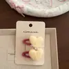 Grampo de Cabelo Flor de Lã Plush Estilo Coreano Niannian com Renda Doce Coração Floral Clip Bb Acessório de Cabelo Versátil