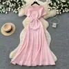 Elegante Vestido de Verano con Cuentas Estilo Francés para Mujer, Estilo Suave, Vestido de Línea A de Cintura Alta, Ceñido a la Cintura, Adelgazante, Adecuado para el Trabajo