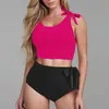 Nuevo Bikini Europeo y Americano Dividido Femenino Sexy Chica Caliente Bikini Sin Espalda Combinación de Colores Bikini Amazon Aliexpress