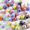 Cuentas de cerámica, cuentas pintadas a mano, cuentas redondas de rayas coloridas, collar DIY hecho a mano, cuentas para pulsera, cuentas sueltas, materiales para accesorios de joyería