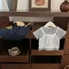 Conjunto de dos piezas para niña con top falso, shorts casuales, conjunto de camiseta de manga corta para niños, conjunto de dos piezas de verano para niñas