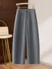 Calça Cinza Wide Leg para Mulheres, Cintura Alta, Caimento Fluido, Calça Social de Corte Curvo para Mulheres, Novo Estilo Outono 2026, Calça Casual de Alta Qualidade