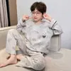 Pijama Infantil Cartoon para Meninos 2025 Novo Conjunto de Duas Peças com Calça de Manga Longa para Crianças Maiores Roupas de Casa