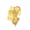 Anillo ancho de estilo coreano transfronterizo de plata de ley S925 con patrón de papel de aluminio dorado y plateado cóncavo irregular, temperamento, todo-partido