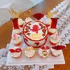 Decoración de Cupcake de Cumpleaños Horneado Bendición de Salud y Longevidad Tan Amplia como el Mar del Este Pareado Nube Propicia Melocotón Decoración de Cumpleaños Topper