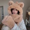 Otoño e invierno nuevo gorro de oso bufanda guantes conjunto de tres piezas combinable lindo bufanda de felpa gorro grueso y cálido