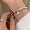 Pulseira feminina requintada estilo coreano com contas de ágata preta prateada, design de nicho que combina com tudo, presente de alta qualidade para namoradas, pulseira para atacado
