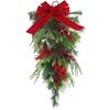 Colgante Decoración Navideña Gota de Agua Invertida Árbol de Navidad Lazo Fruta Roja Terciopelo Pe Colgante de Pared Guirnalda de Ratán Arreglo