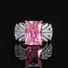 Anillo de circonio rosa de Amazon transfronterizo Anillo de esmeralda Para de mujer Anillo cuadrado de circonio con incrustaciones retro europeo y americano
