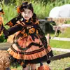 Vestido de princesa Lolita para niña, vestido de calabaza, disfraz de Halloween, atuendo festivo para actuación, vestido de niña pequeña, ropa de otoño