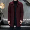Gabardina hombre larga hasta la rodilla guapo estilo británico corte ajustado moderno abrigo de lana abrigo de lana de longitud media estilo coreano