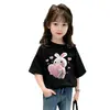 Ropa de Verano para Niños Ropa Elegante para Niñas Camiseta de Manga Corta para Niños Algodón Puro 2026 Modelo Nuevo Camiseta Básica de Manga Media para Niñas