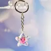 Brillante Lindo Transparente Estrella de Cinco Puntas Accesorios Colgante de Bolsa Llavero Unisex Anillo de Llave Regalo de Vacaciones