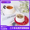 Conjunto Europeu de Xícara e Pires de Cerâmica com Cor Contrastante Restaurante Casa Xícara de Café da Manhã Caneca com Padrão Estampado Logo Caneca de Café Personalização