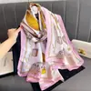 Nova Moda Estilo Primavera e Verão 2025 Lenço Longo de Seda Elegante Lenço Longo de Cetim Lijing para Mãe Leve Versátil para Viagem
