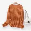 Suéter de cuello en V estilo perezoso para mujer, engrosado, con motas de color, tejido de canalé vertical, hombros caídos, tejido suelto, ropa interior de lana para otoño e invierno