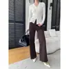 Cisnand Nova Coleção de Início de Outono Estilo Blogueira Vintage Jeans de Cintura Alta Emagrecedor de Perna Larga com Cinto SN9286