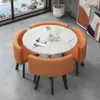 Conjunto Simples de Mesa e Cadeiras para Recepção de Negócios Uma Mesa Quatro Cadeiras Recepção Casual Mesa Redonda Pequena Área de Descanso Loja Mesa de Jantar