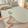 Fresco y simple, adecuado tanto para invierno como para verano, juego de tres piezas de alfombrilla refrigerante de tela gruesa 100% algodón Clase A, colcha acolchada suave para aire acondicionado de verano