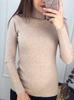 Nuevo 2024 Jersey de punto para mujer de cuello alto, corte ajustado, elástico, color sólido, manga larga, básico