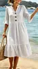 Vestido de Férias Curto com Gola V, Bolinhas e Manga Bufante - Lançamento Primavera/Verão 2026 Amazon Europeu e Americano Transfronteiriço