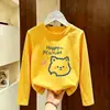 Camiseta de Manga Larga para Niñas, Nuevo Estilo Coreano Otoño 2026, Camiseta Básica Casual para Niños Mayores, Top de Cuello Redondo para Niños, Ropa de Otoño