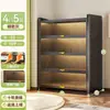 Estante de aço com portas, estante de armazenamento infantil multicamadas, armário de armazenamento para sala de estar, armário de armazenamento à prova de poeira integrado montado na parede