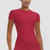 Nueva camiseta de color liso, ropa de yoga de secado rápido, top versátil de manga corta para fitness, cubierta para correr al aire libre y deportes, de manga corta para mujer