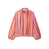 ZA Ropa de Mujer para Comercio Exterior Transfronterizo Europa AliExpress Venta Caliente Moda Otoño Chaqueta Bomber Versátil de Rayas Abrigo
