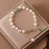 Pulsera barroca retro de perla natural pulsera para novias diseño nicho ins cristal de fresa nueva moda网红