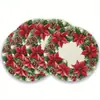 Los manteles individuales navideños más vendidos de Temu, manteles redondos decorados con muñecos de nieve navideños, tapetes de mesa de vinilo impresos no impermeables