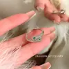 Anillo delgado dulce de capas para mujer, anillo abierto en forma de corazón exquisito y versátil, anillo de dedo índice moderno de alta gama estilo ins