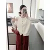 Outono Exquisito Torcido Botão Colorido Malha Feminina Gola Redonda Cardigan Manga Longa Botão Colorido Efeito Emagrecedor Solto Cor Lisa Top Jaqueta