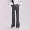 Calça de maternidade, calça feminina de algodão sem costura, nova calça de outono e inverno com leve boca de sino, calça de suporte para a barriga, leggings de maternidade elásticos versáteis para usar como peça externa