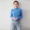 Camada Base Feminina de Cashmere Listrada de Gola Meia-Alta, Ajustada ao Corpo, para Outono e Inverno, Confortável, Amiga da Pele, Tricô Justo Tricô
