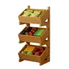 Prateleira de armazenamento de cozinha de madeira maciça multicamadas móvel de piso, cesta de lanches e frutas, prateleira de armazenamento multifuncional para casa para espaços estreitos