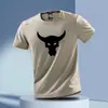 Comercio Exterior Verano Secado Rápido Seda de Hielo Transpirable Casual Cuello Redondo Camiseta Estampada para Hombre Tops de Manga Corta para Exteriores Fitness Running