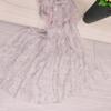 Tecido de Malha com Lantejoulas Douradas e Prateadas Efeito Ondas d'Água Acessórios para Vestido de Noiva Manto com Fundo de Tela Tecido Brilhante para Casamento