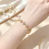 Aço Titânio CompletoDongdaemun Personalidade Temperamento Luxo Trevo de Quatro Folhas Completo com Strass Pulseira Feminina Celebridade da Internet Retrô Melhor Amiga