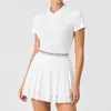 Traje Deportivo Transfronterizo para Mujer, de Manga Corta, Ligero, Transpirable, Polo Ajustado, Falda de Tenis Adelgazante para Fitness