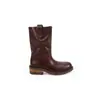Botas femininas de salto grosso estilo ma same de uva com franzidos, bico redondo, cor escovada retrô, textura, de cano médio, estilo cavaleiro, botas western cowboy