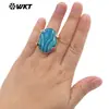 Wt-R585 Anillo Abierto Geométrico Retro Británico con Patrón Ovalado, Piedra Natural Colorida, Chapado en Oro de 18 Quilates para Hombres y Mujeres