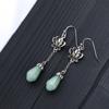 [Suministro Directo en Vivo] Gancho para la Oreja de Plata Pura Método Antiguo Imitación Oro Jade Hetian Magnolia Aretes Chinos Esmalte Aretes Antiguos