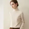 Suéter de cachemira pura 2026 nuevo estilo de invierno para mujer, jersey de cuello alto, estilo elegante, corte holgado, adelgazante, capa base cálida