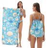Toalla de playa plegable de gran tamaño 80X160, toalla de baño estampada, toalla de playa integrada, bolsa integrada, portátil
