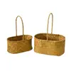 [Procesamiento Personalizado] Cesta Tejida a Mano de Ratán para Flores Frescas, Cesta de Almacenamiento para Regalos, Cesta para Plantas Tejida de Hierba y Bambú