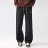 Roupas Masculinas Fengshe / Nova Coleção Primavera/Outono 2026 Calça Reta Lavada de Couro Sintético tipo Jeans Calça Casual Masculina Versátil Calça Longa